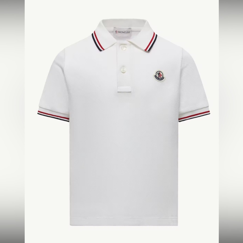 🚨SEND OFFERS🚨Moncler White Polo Shirt with Red and Black Trim